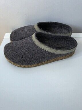 Haflinger Wool Felt Clog Slippers Grey Size 41